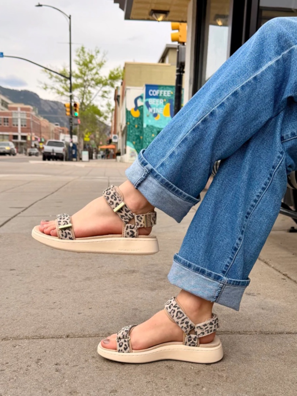 Woden Line Adjustable Sandal in Leopard
